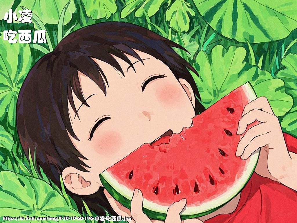 小凌吃西瓜搞笑图片